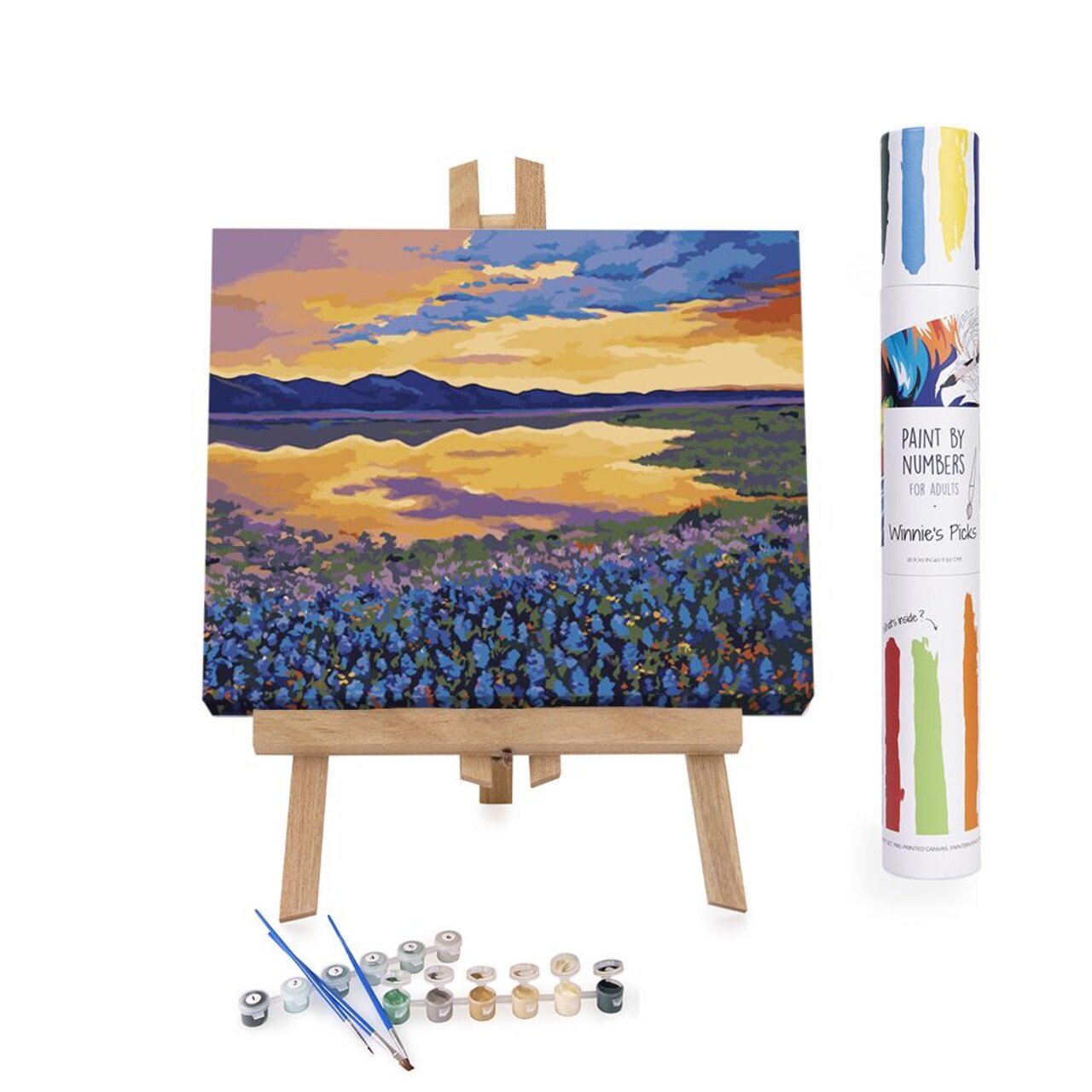 Floral Symphony: Bluebonnet Rhapsody Paint by Numbers - 16x20in - Ships from California, USA